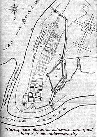План Самары. Датируется 1706 годом. Дает возможность определить географичекое положение Самары в начале 18 века.