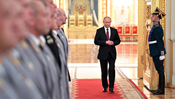 Президент РФ Владимир Путин во время встречи с высшими офицерами в Кремле. 26 октября 2017