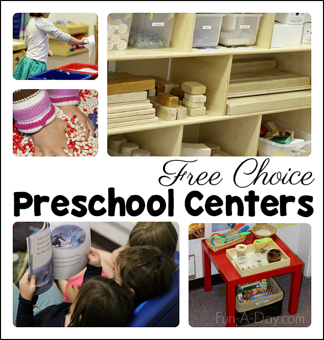 Open ended free choice learning centers in preschool