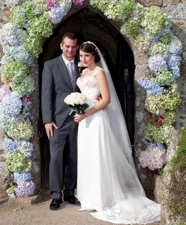 Rebecca who weighed 8st when she left Larkby, said love for her husband Andrew, now 43, made her love her own body. Pictured: Rebecca and her husband on their wedding day
