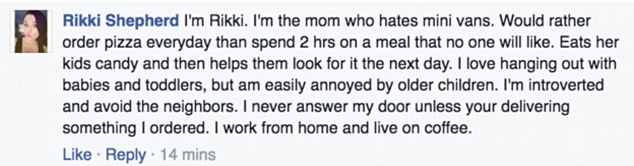 Detailed description: Rikki Shepherd said her suburban mom personal 