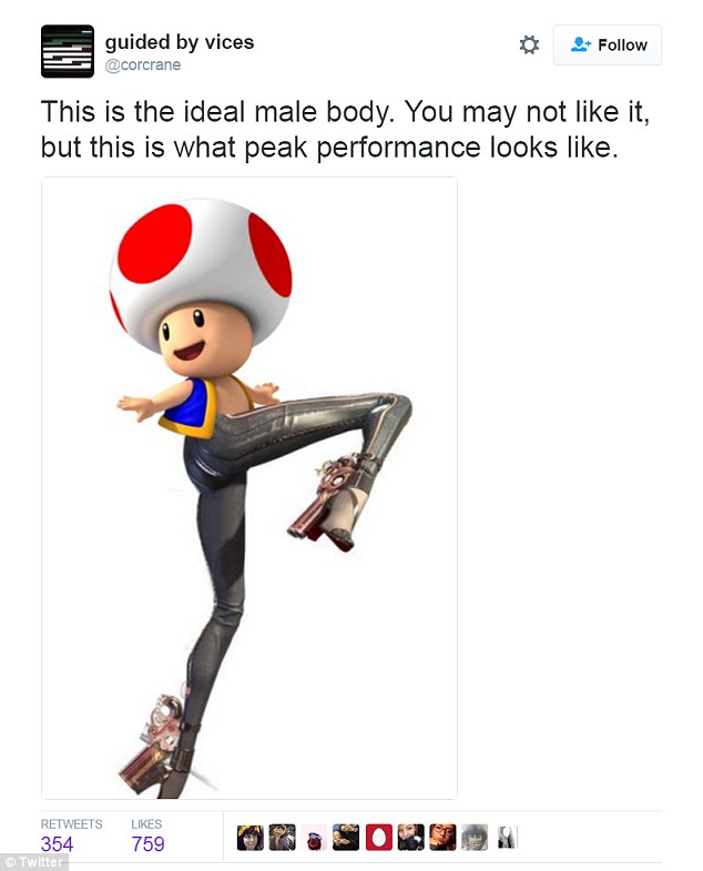 One Twitter user shared a picture of the video game character Toad, sporting a pair of impossibly long legs and some high-heeled boots
