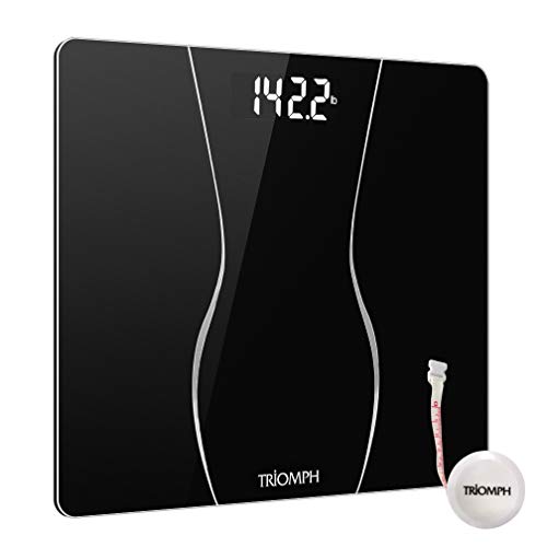 Triomph Smart Digital Body Weight Bathroom Scale with Backlit Shine Through Display, 400 lbs Capacity and Accurate Weight Measurements (Black)