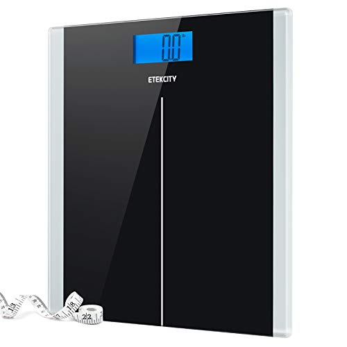 Etekcity Digital Body Weight Bathroom Scale with Step-On Technology, 400 Pounds, Body Tape Measure Included, Elegant Black