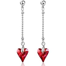 BONLAVIE Heart Earrings Hypoallergenic Dangle Drop Earrings Crystals from Swarovski- Gift Packing for Women