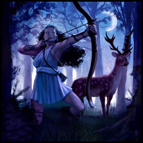 Богиня Диана с луком и олень