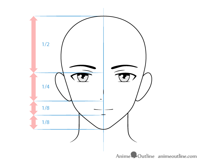 Anime friendly male character face drawing