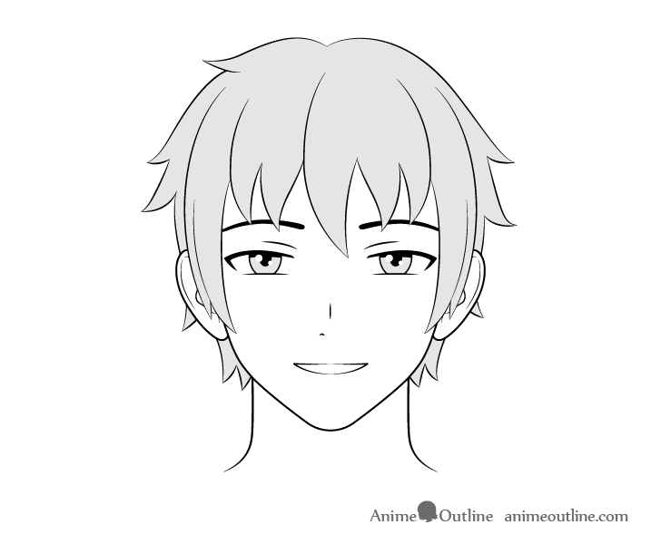 Anime guy happy face drawing
