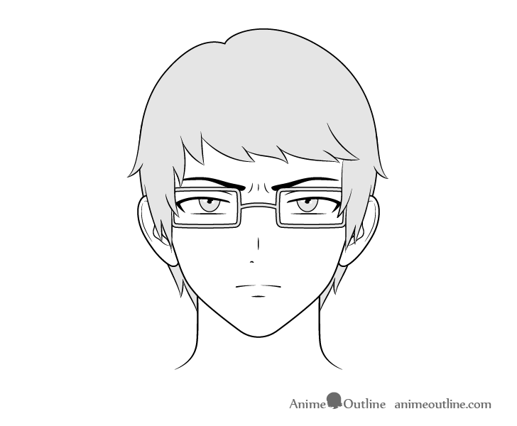 Anime intellectual guy concerned face drawing