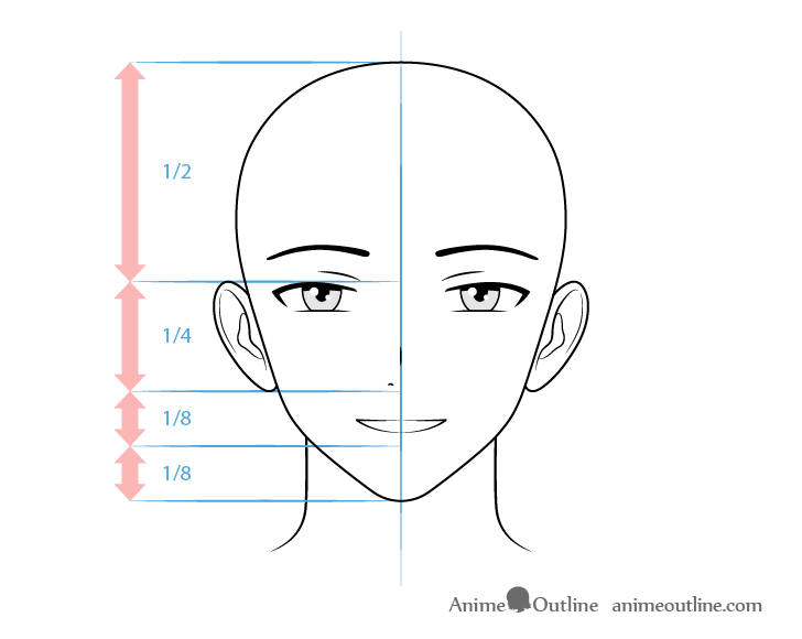 Anime male character happy face drawing