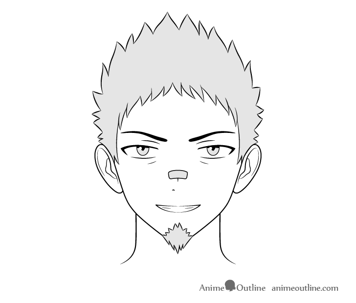 Anime thug guy bullying face drawing