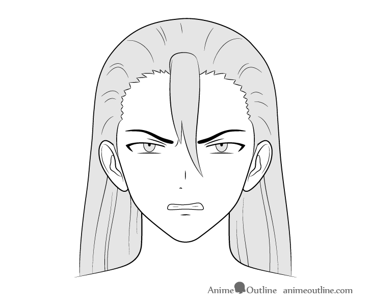 Anime villain guy angry face drawing