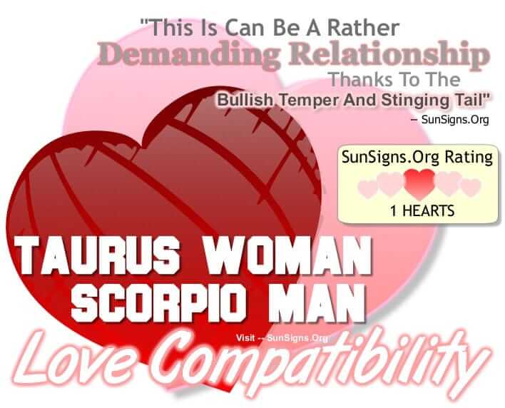 taurus woman scorpio man. This Is Can Be A Rather Heated Relationship Thanks To The Bullish Temper And Stinging Tail Of The Couple.