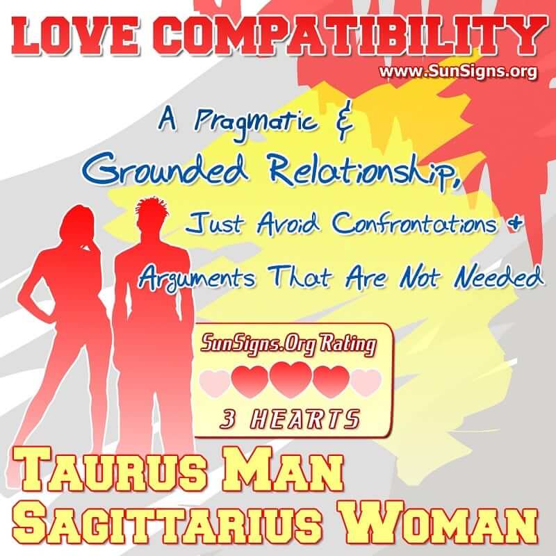 taurus man sagittarius woman love compatibility